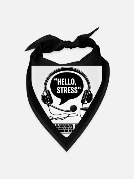Call Center T-Shirt – Hello, Stress Speech Bubble  - Bandana - black