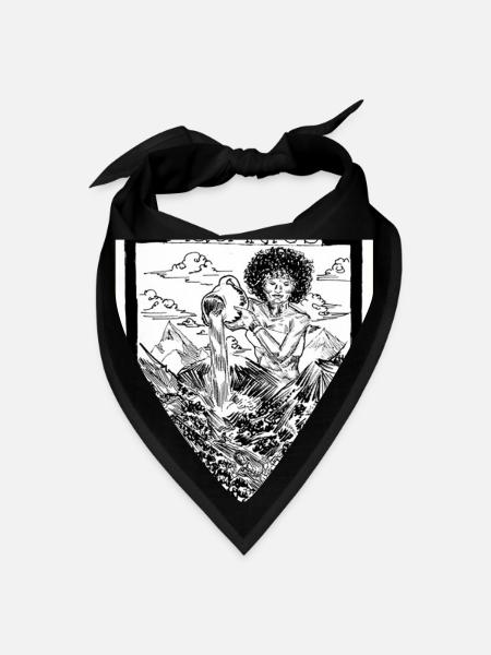 Aquarius Waterbearer Inked Zodiac Illustration - Bandana - black