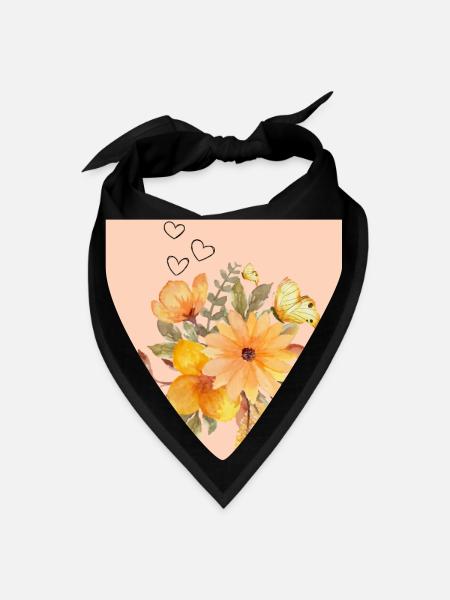  Watercolor Floral Butterflies - Bandana - black - Front