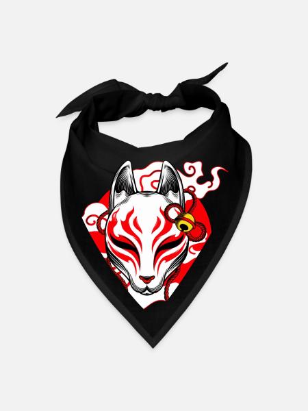 Kitsune Mask Fox Mask Japan - Bandana - black - Front