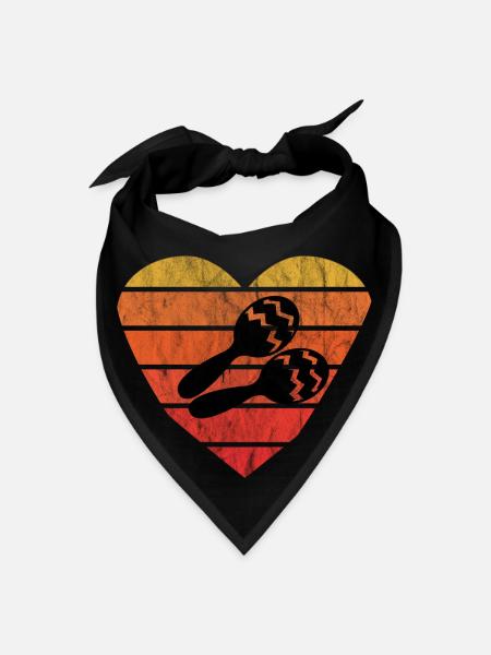 I Love Cuban Maracas Percussion - Bandana - black - Front
