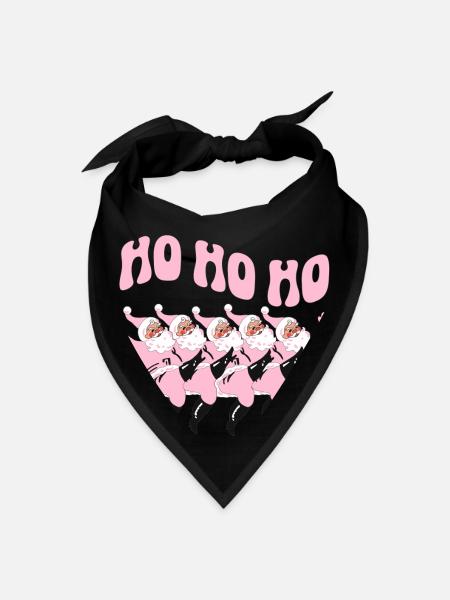 Pink Christmas Retro Santa Funny Christmas - Bandana - black