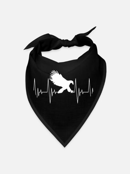 Eagle white heartbeat animal bird bird of prey ECG - Bandana - black - Front