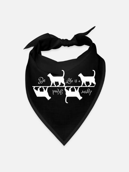 cat shadow reflection ,be kind life is a mirror - Bandana - black - Front
