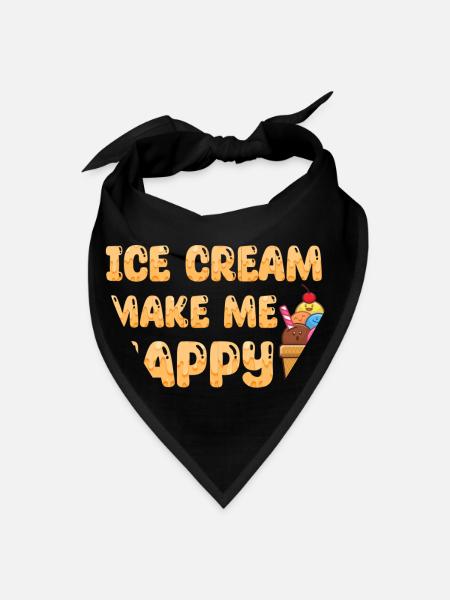 Ice Cream Makes Me Happy:A Guide to Happiness - Bandana - black - Front