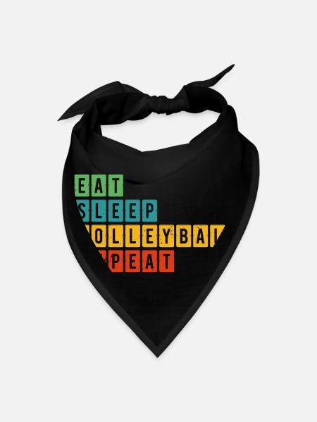 Eat Sleep Volleyball Repeat Funny Vintage Retro - Bandana - black