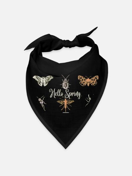 butterfly ,moth ,cottage core - Bandana - black - Front