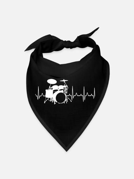 Drummer Heartbeat Ecg Pulse Drums - Bandana - black - Front