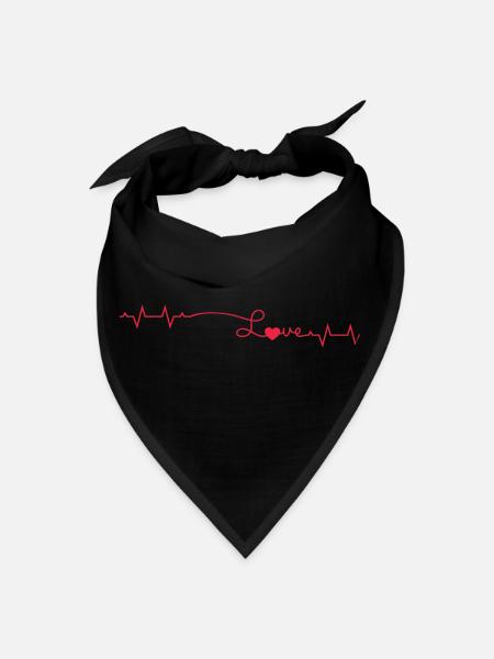 Red ecg / ekg heartbeat - Bandana - black - Front