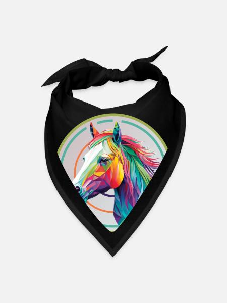 Cheval : symbole légendaire - Bandana - noir - Devant
