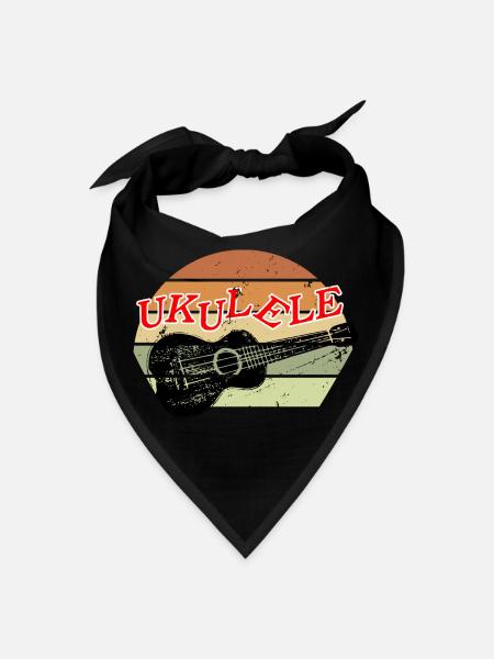 Retro Sunset Ukulele Distressed Drawing - Bandana - black - Front