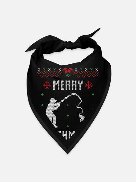 Merry Fishmas Funny Christmas Xmas For Fishers - Bandana - black