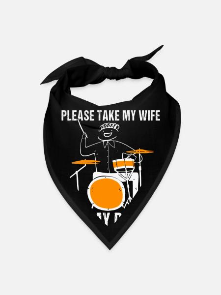 Funny Drummer Drumming Drum Kit Percussion I Wife - Bandana - black - Front
