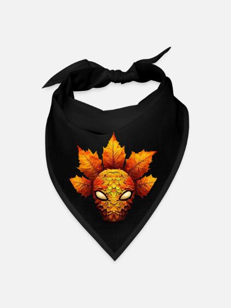 Alien in Autumn Leaves: Colorful Leaf Face - Bandana - black - Front