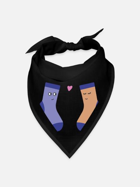 t-shirt couple in love socks - Bandana - black - Front