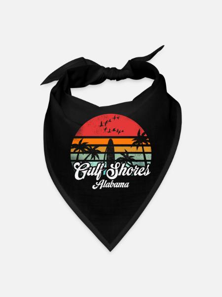Vintage Shores Alabama Surfing Retro Surf Pun - Bandana - black - Front