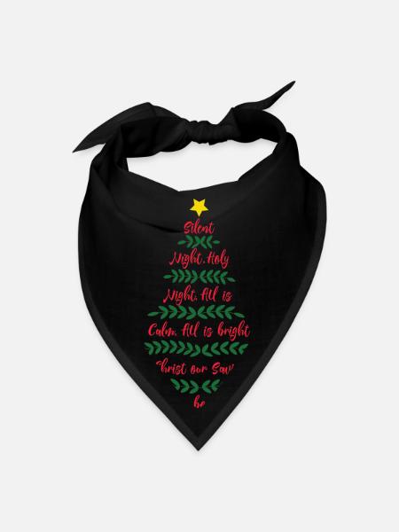 Silent Night Word Tree Christmas Holiday Season - Bandana - black - Front