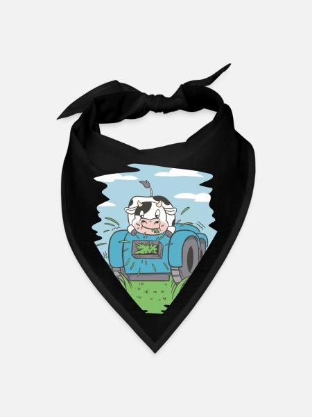 Cow eating grass tractor Cow eating grass tractor - Bandana - black - Front