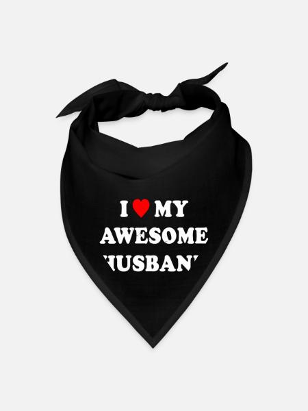 I Love My Awesome Husband Wife Just Married - Bandana - black