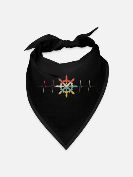 Boat Captain Heartbeat Retro ECG EKG - Bandana - black - Front