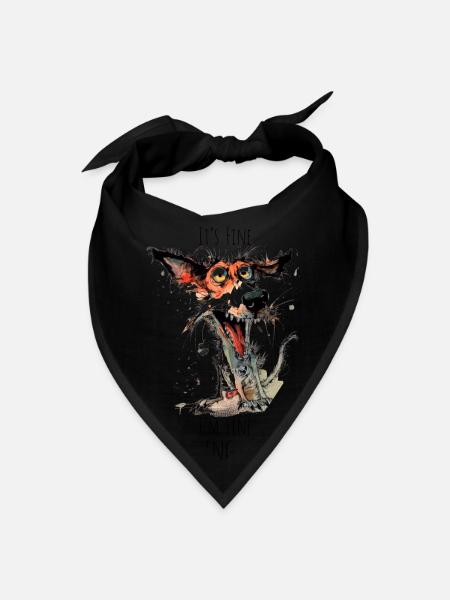 It's Fine I'm Fine Everything Is Fine Funny Dog - Bandana - black - Front
