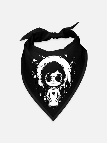 Cute Chibi Anime Science Girl - Bandana - black