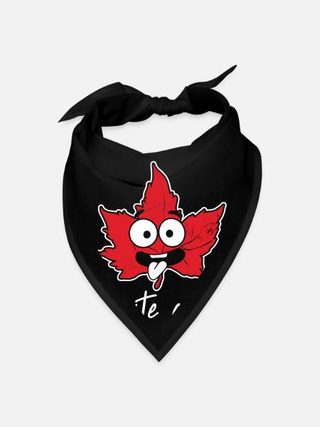 Cute Eh? Funny Maple Leaf with Goofy Face - Bandana - black - Front