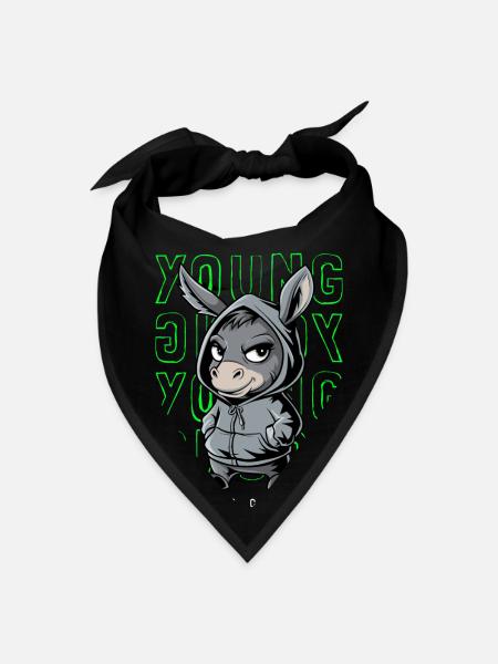 Donkey Young and Cool Animal Lover - Bandana - black - Front