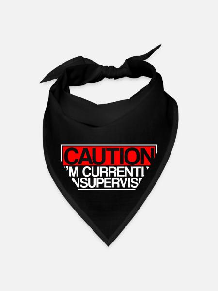 Caution I'm Currently Unsupervised 3 - Bandana - black - Front