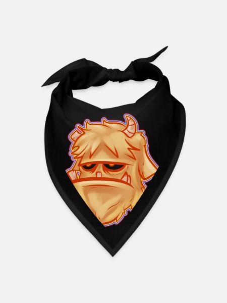 Grumpy Brown Monster With Horns Halloween - Bandana - black - Front