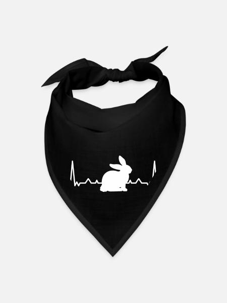 Easter Bunny Heartbeat Funny Rabbit Animal Lover - Bandana - black