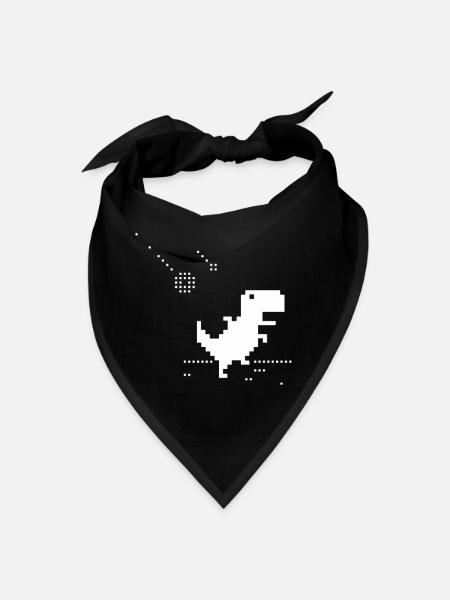 No Internet T-rex Pixel Meteor Funny Nerd Offline - Bandana - black - Front