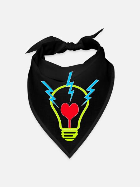 Light bulb heart - Bandana - black - Front