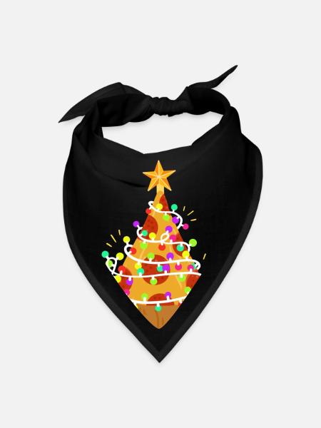 Christmas Pizza Christmas Lights - Bandana - black - Front