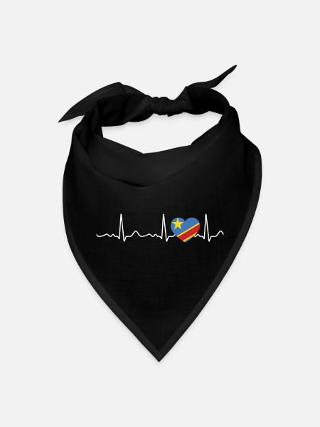 Congo - heartbeat, pulse, heart line, ECG - Bandana - black - Front