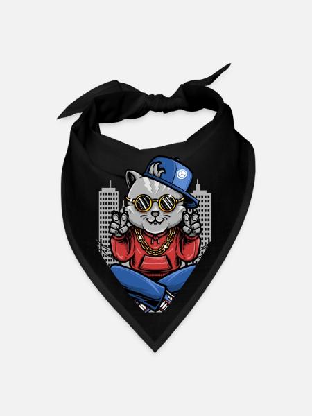 Cute Cat Character - Bandana - black - Front