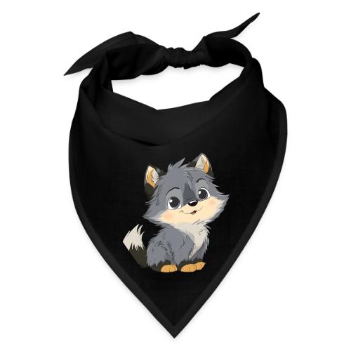 Cute Cartoon Baby Wolf with Innocent Eyes - Bandana