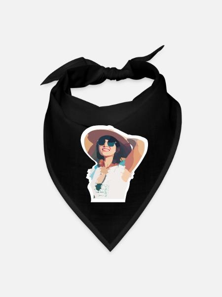 Happy woman wearing sunglasses. - Bandana - black - Front