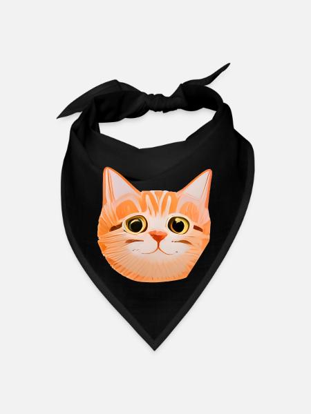 Cute Orange Tabby Cat Face - Bandana - black - Front
