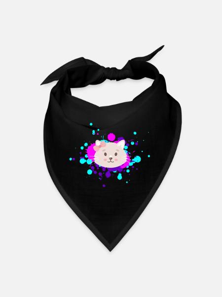 Cute Cat Face Art - Bandana - black - Front
