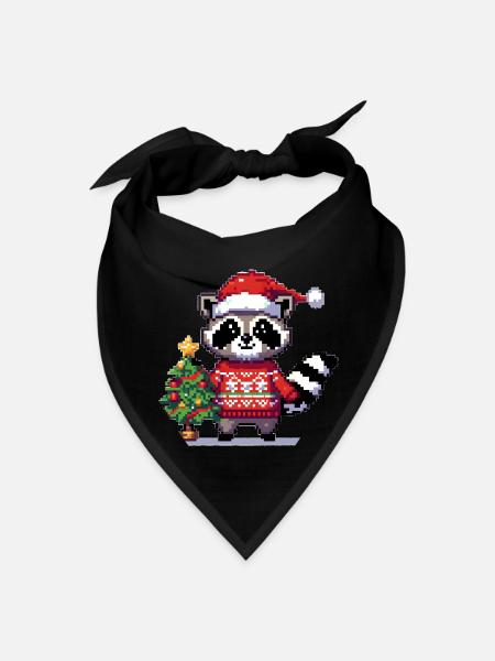 Pixelated raccoon Ugly Christmas - Bandana - black
