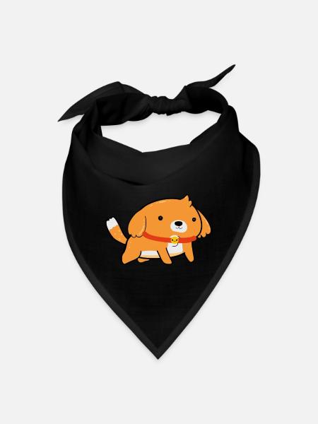 Cute orange dog doodle art - Bandana - black