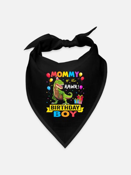 Mommy of the Birthday Boy TShirt Dinosaur Raptor - Bandana - black - Front