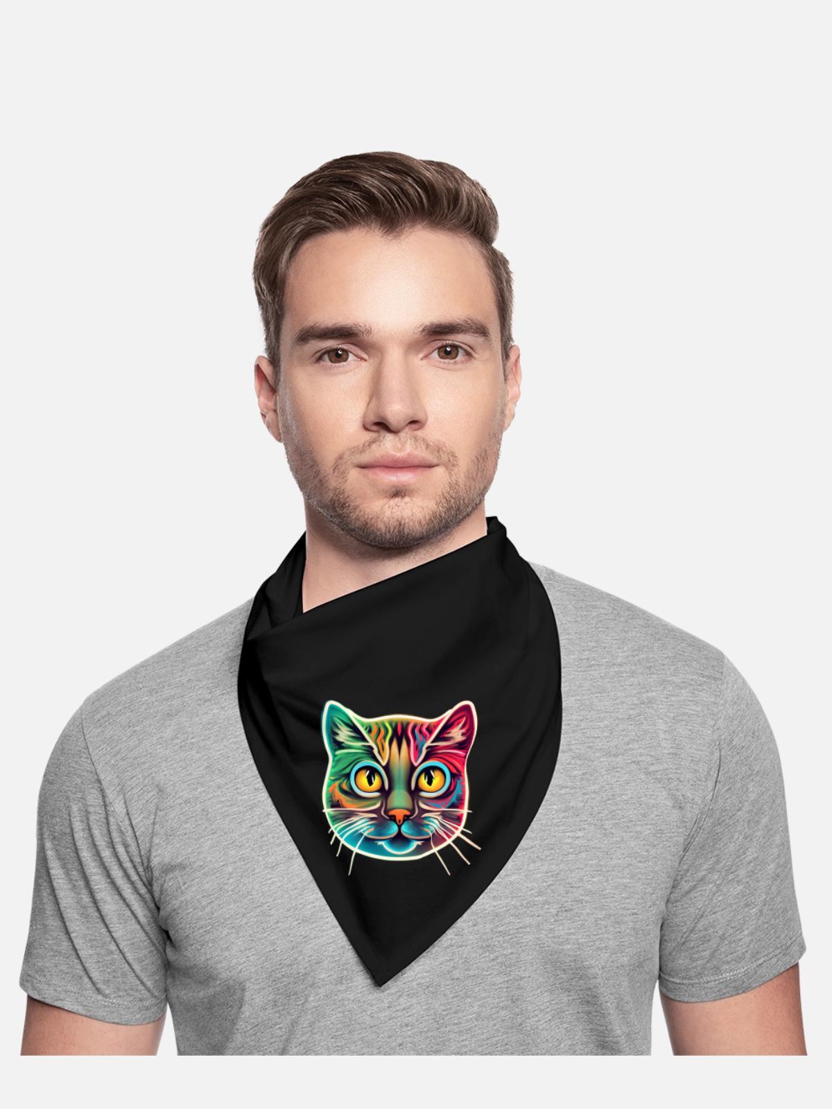 cat face neon design - Bandana - black - Front - TBD (187cm)