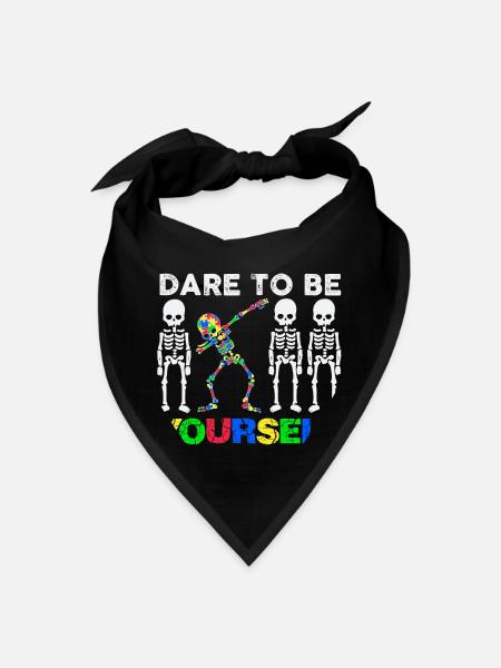 Autism Awareness Skeleton Cricut t- Shirt - Bandana - black - Front