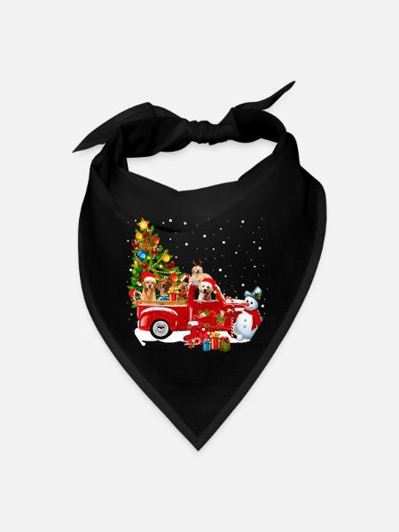 Retriever Christmas Tree On The Car Snow Man Funny - Bandana - black