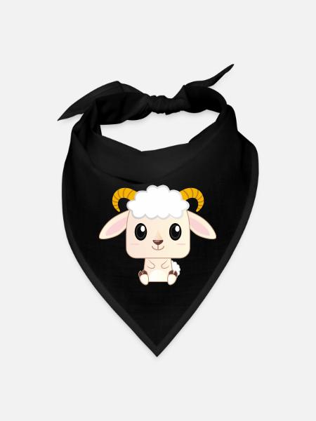 Cute Baby Goat Cartoon - Bandana - black