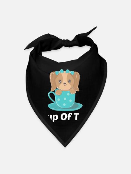 Pup Of Tea Puppy Pun - Bandana - black