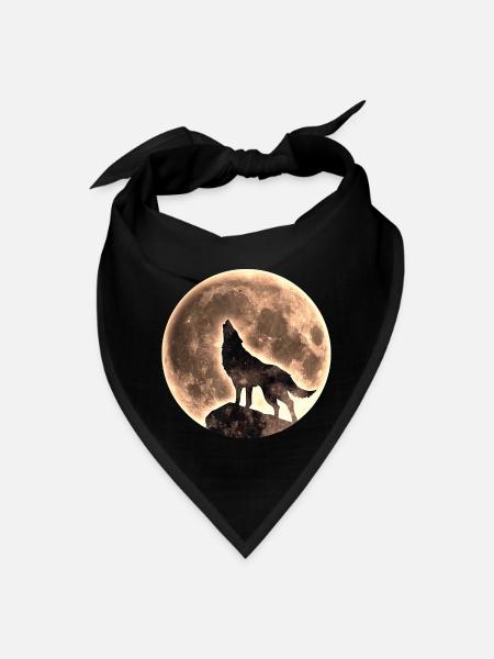 Howling Wolf Full Moon Silhouette Vintage - Bandana - black - Front