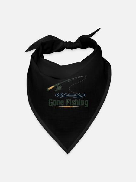 Gone Fishing Vintage Rod Splash - Bandana - black - Front